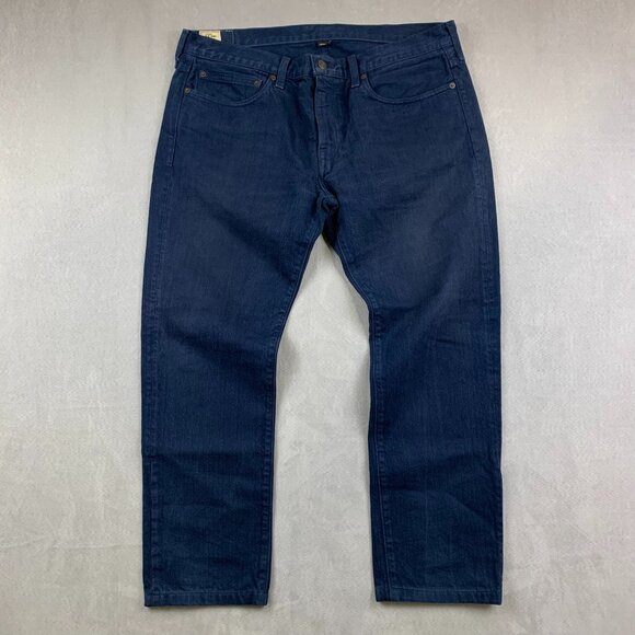 J Crew Mens Pants 36 Dark Blue Jeans 484 Slim Tapered Rigid Made In USA 36x28 - Picture 1 of 13